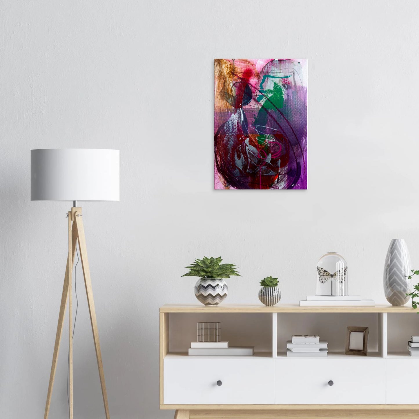 ELEGANTLY canvas print above dresser in room interior