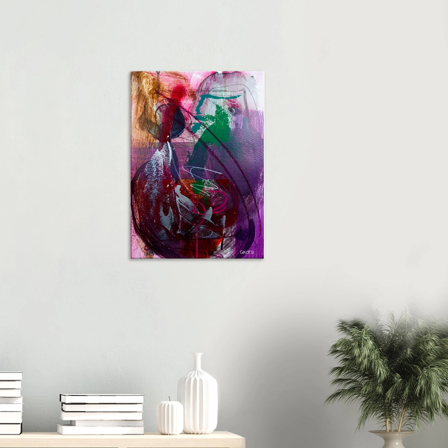 ELEGANTLY canvas print above table with small plant