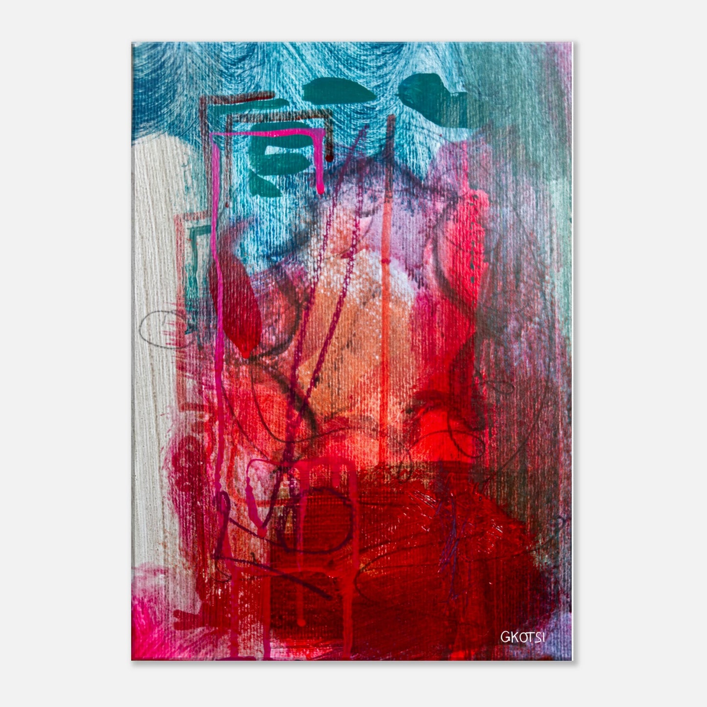 EXISTINGLY canvas print displayed on wall showing profound colors