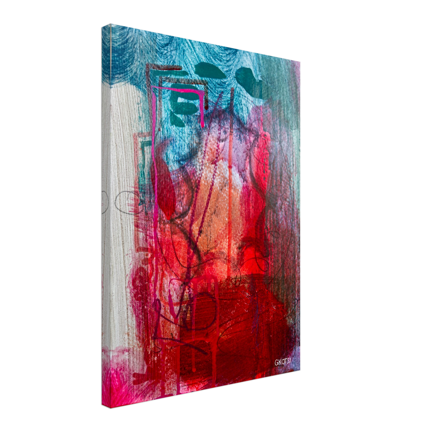 EXISTINGLY canvas print in diagonal side position showing philosophical artwork