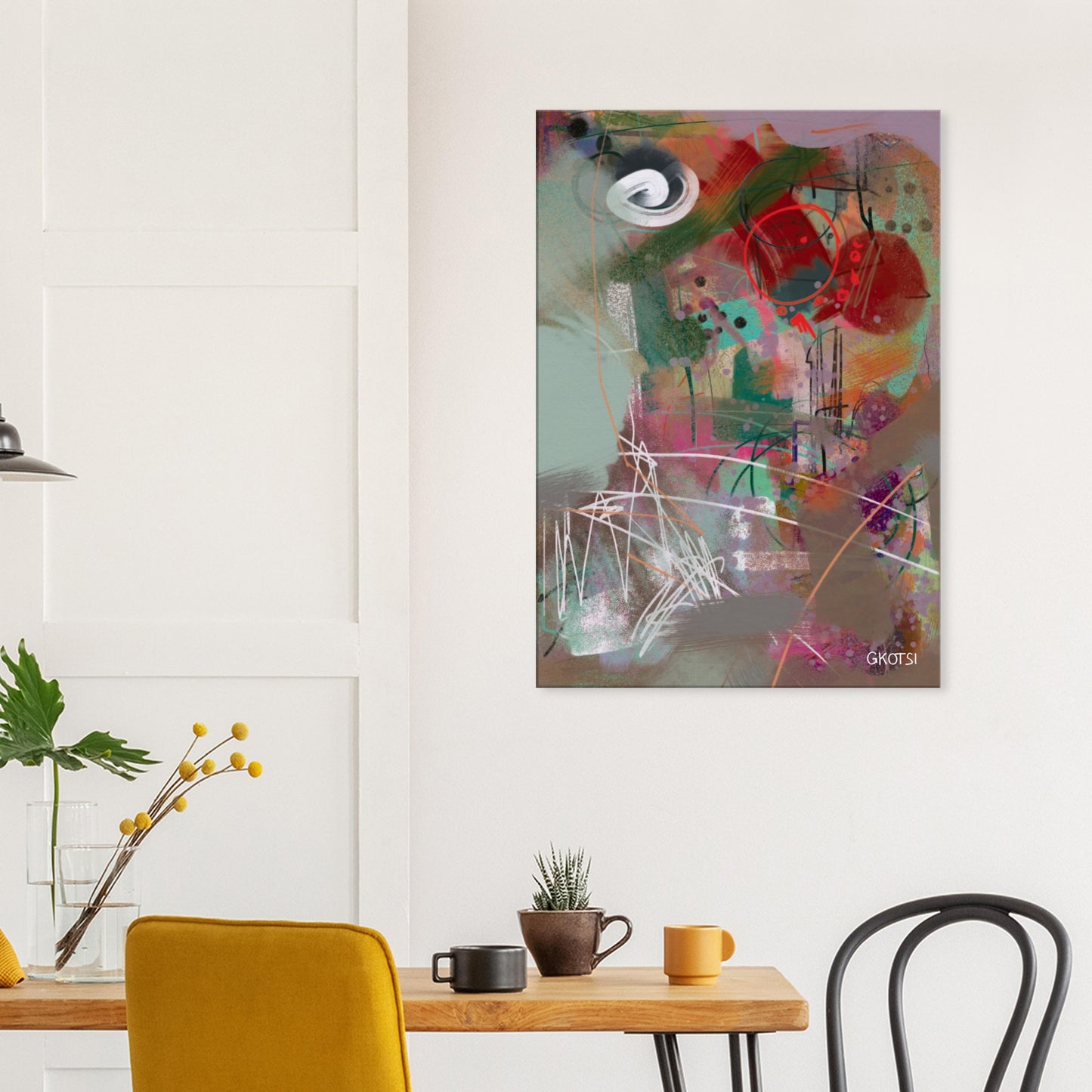 FUNBOARD Digital Canvas Print displayed above breakfast table