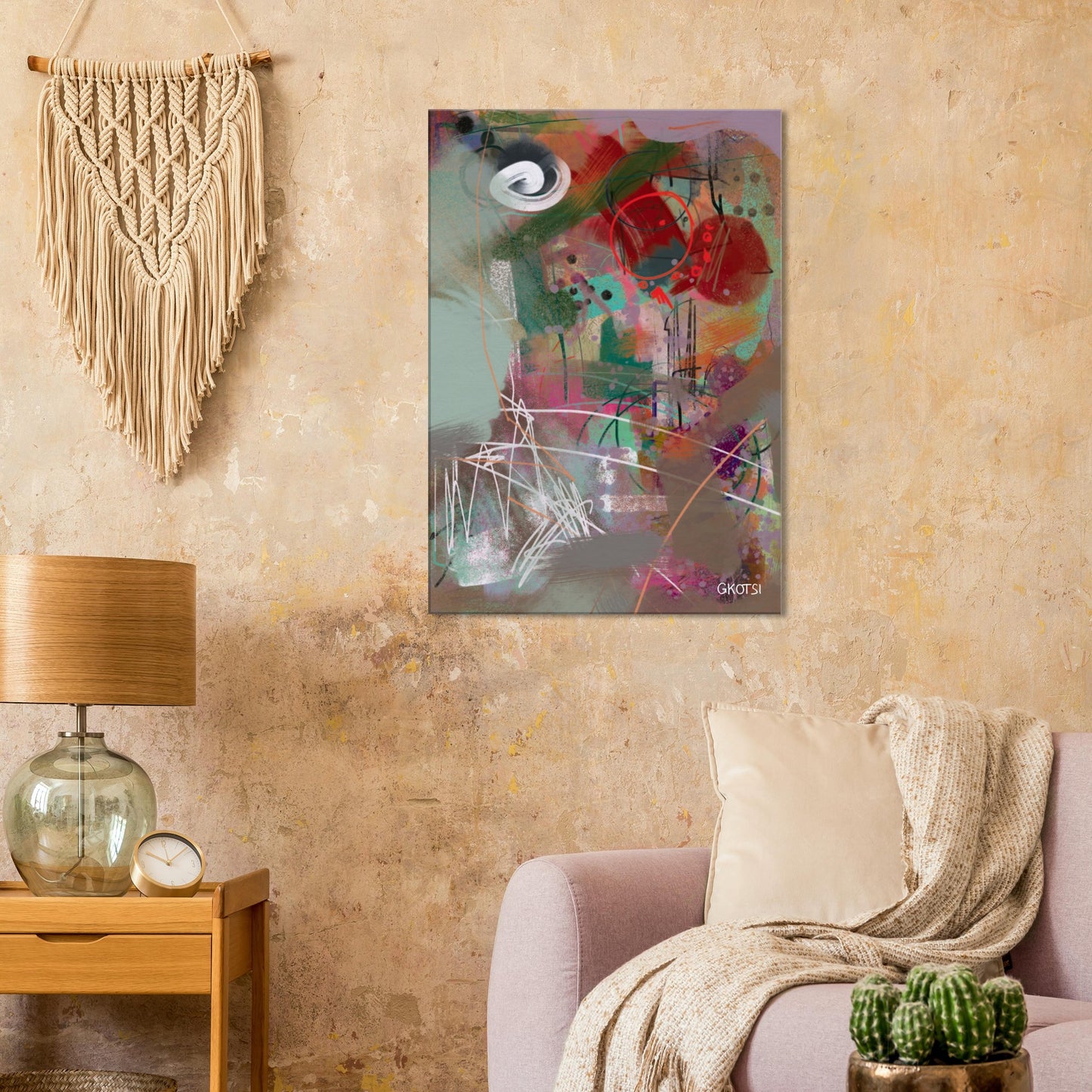 FUNBOARD Digital Canvas Print in beige living room setting