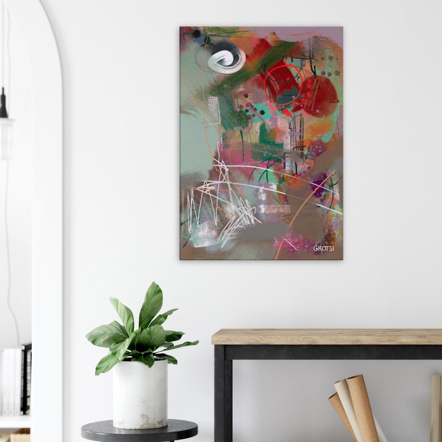FUNBOARD Digital Canvas Print in dining area with wooden table