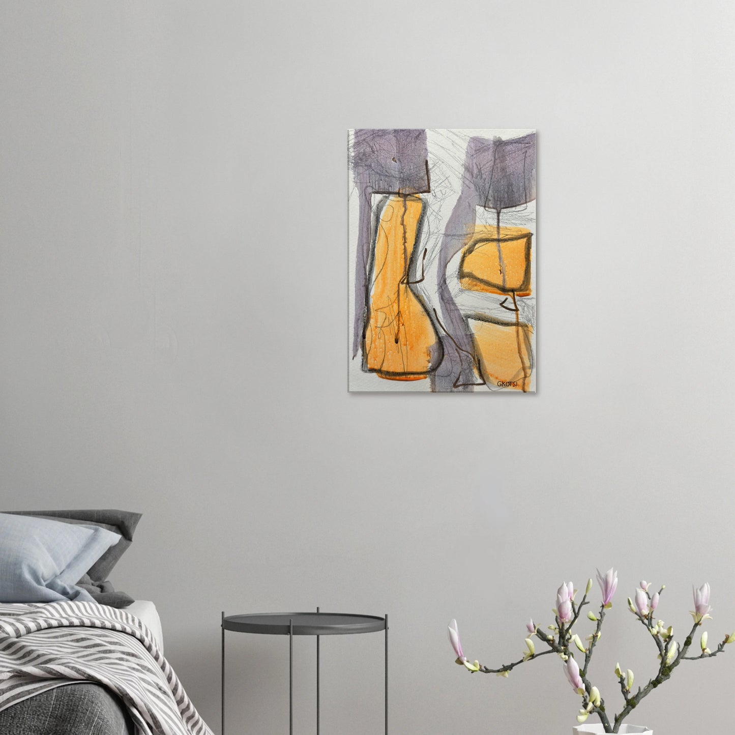 GLOBALLY Canvas print creating unified atmosphere - global minimalist bedroom ambience