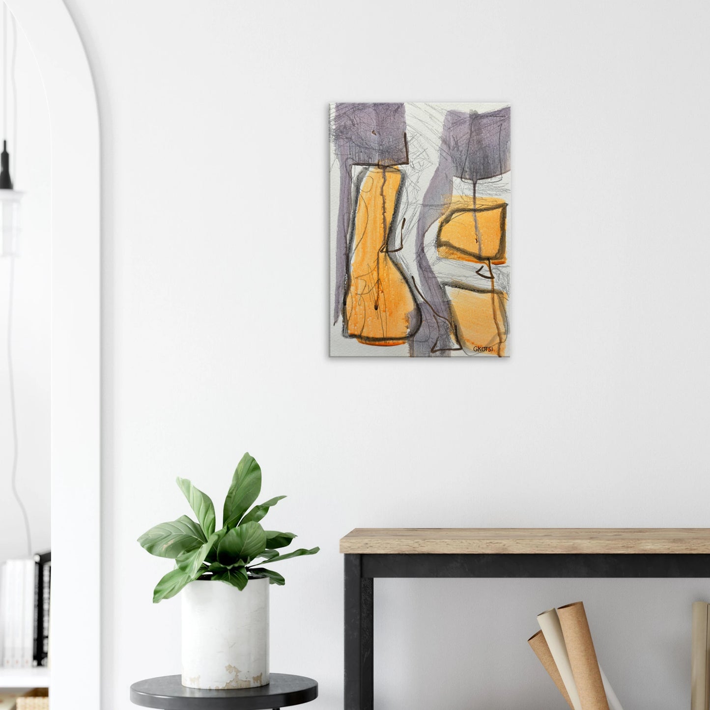 GLOBALLY Canvas print in modern hallway with furniture