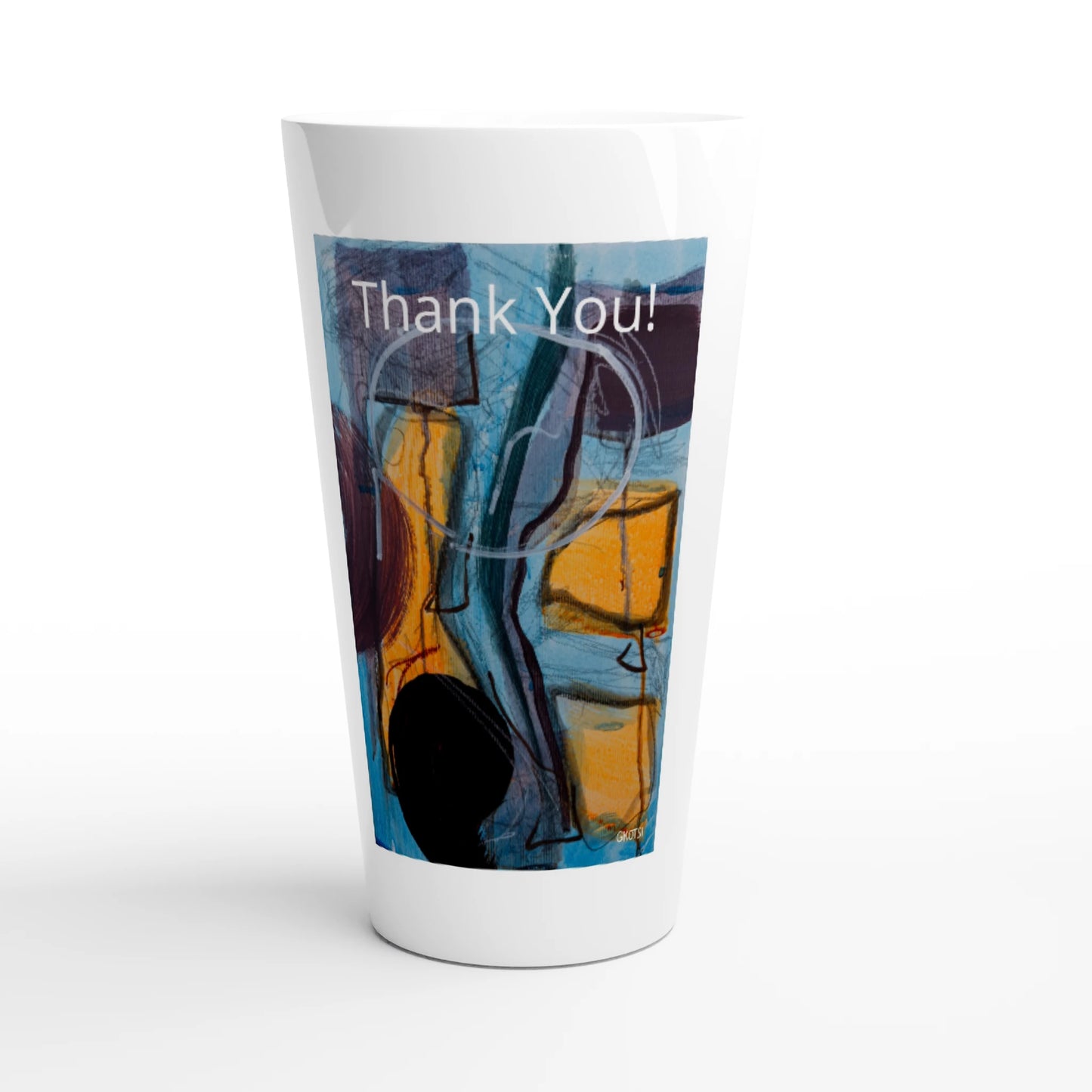 GLOBALLY Latte 17oz Ceramic Mug front view with Mindful Quotes & Soul Notes