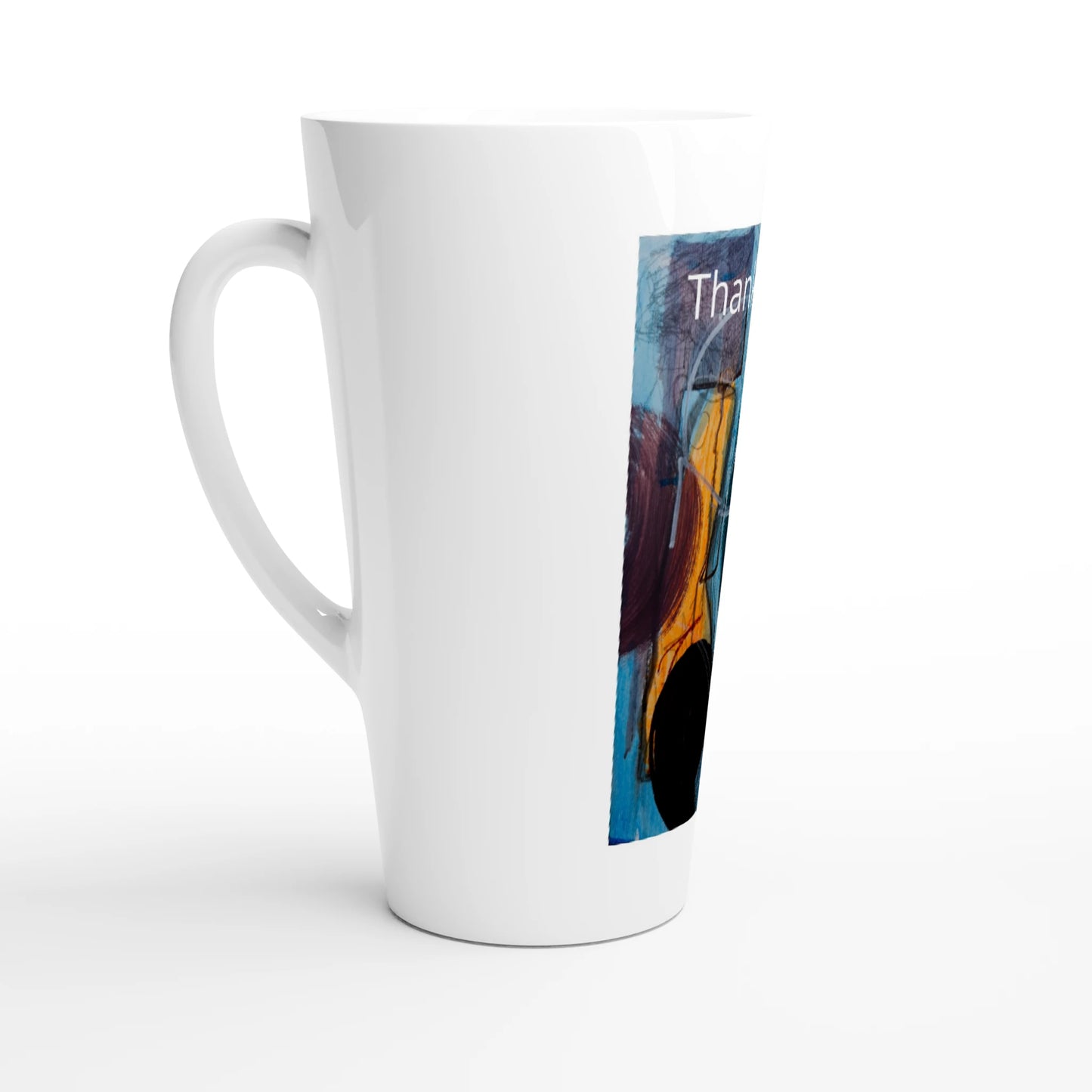 GLOBALLY Latte 17oz Ceramic Mug side view with Mindful Quotes & Soul Notes