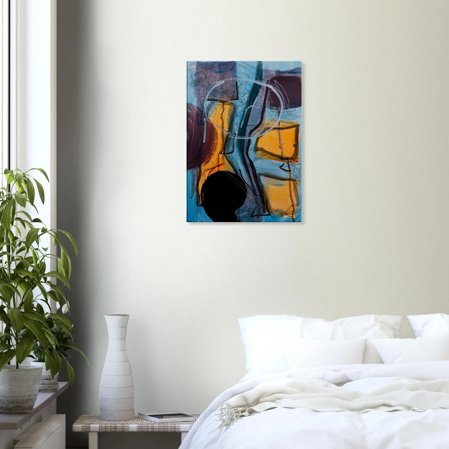 GLOBALLY canvas print above in bedroom interior