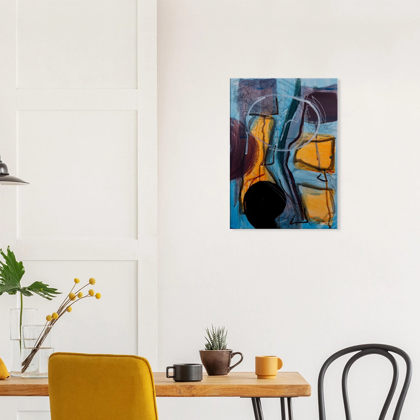 GLOBALLY canvas print above wooden table in breakfast room
