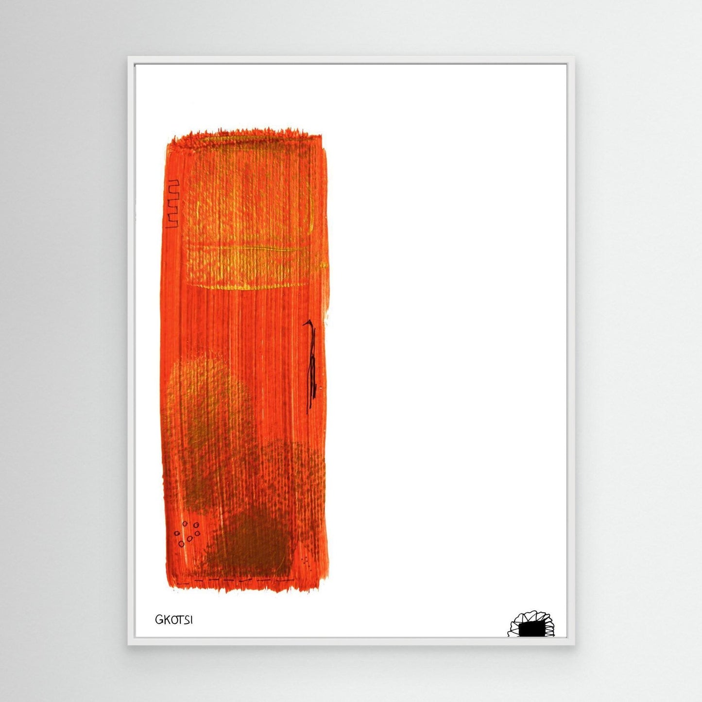 GOLD abstract art on white wall - clean luxurious canvas display