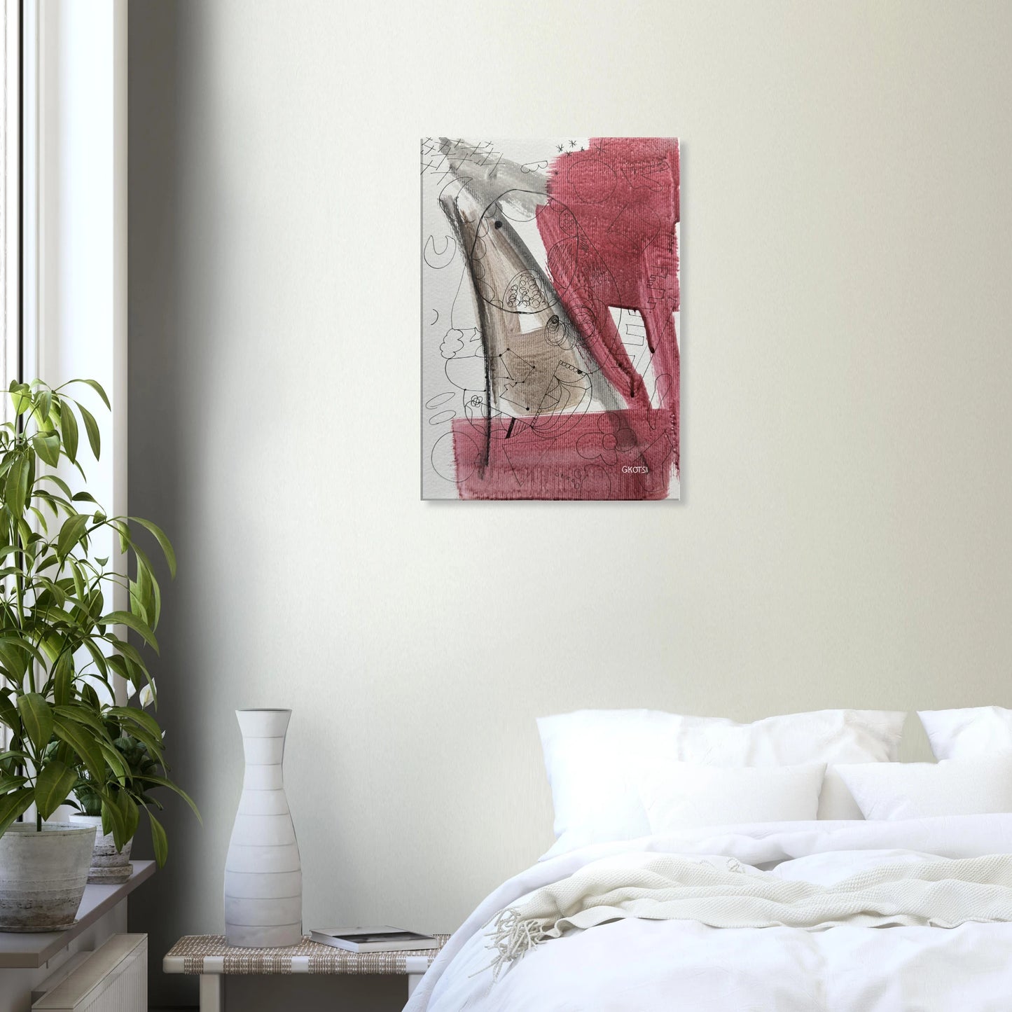 GROOVY Canvas print as energetic focal point above bedroom - groovy wall decoration