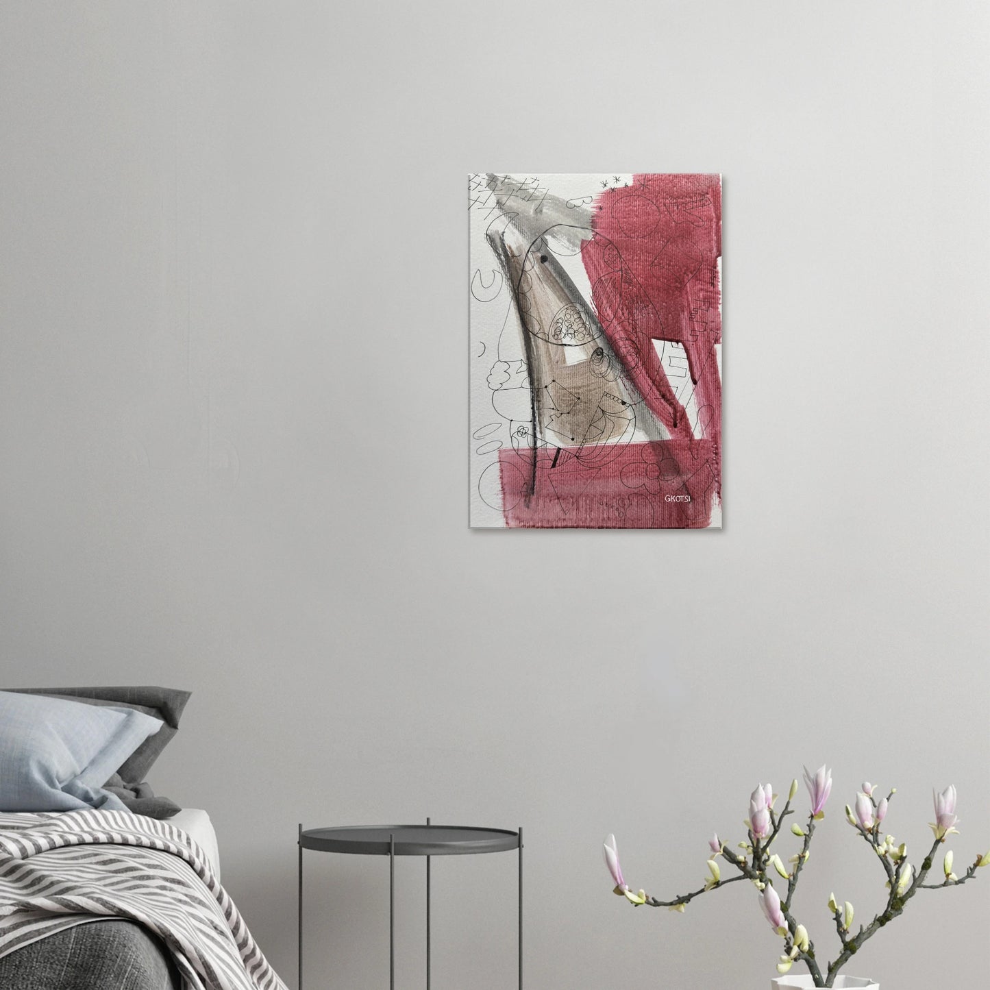 GROOVY Canvas print in simple bedroom - rhythmic modern wall decoration