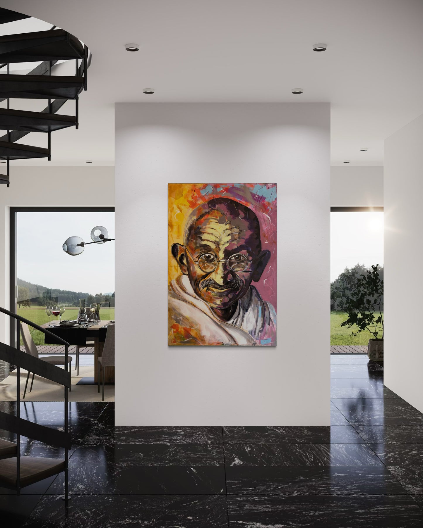 MahatmaGandhiPortrait-Original in luxury interior