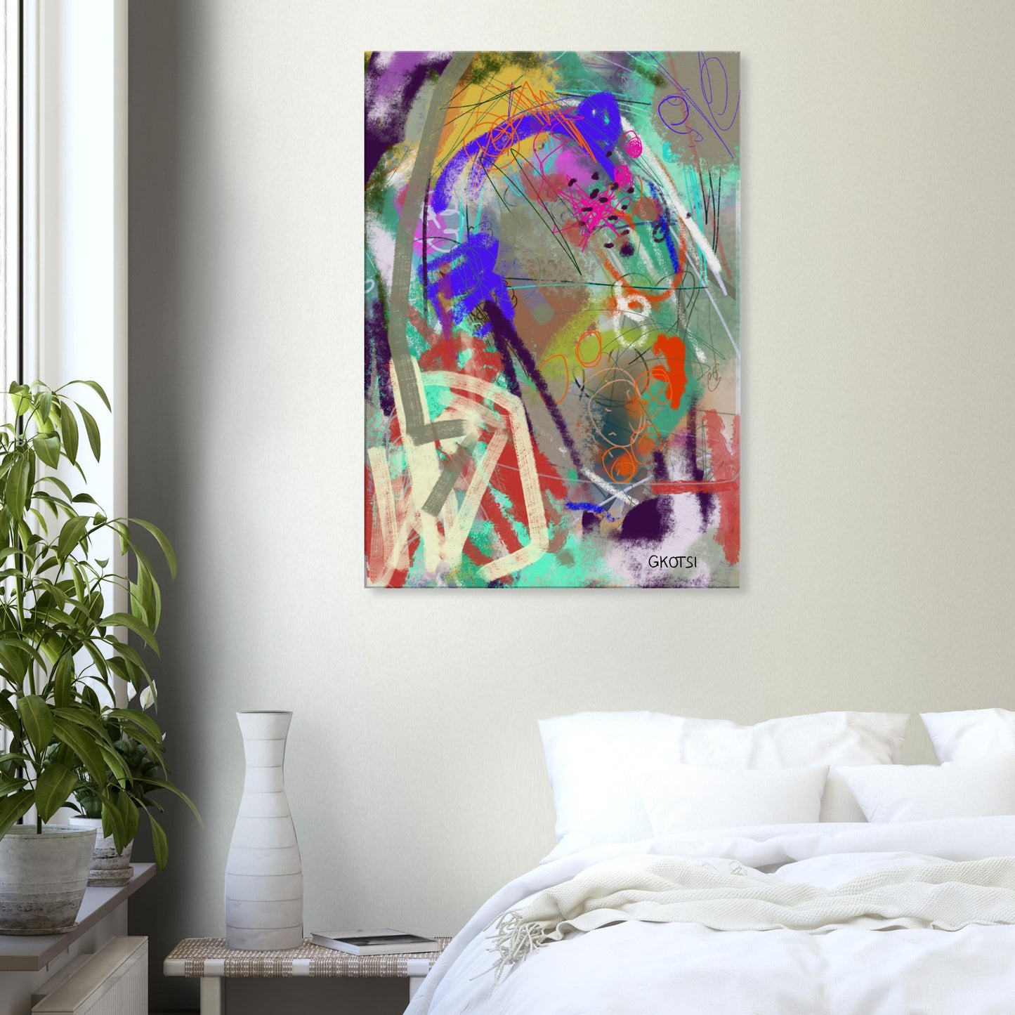 HANGING OUT Digital Canvas Print in bedroom setting
