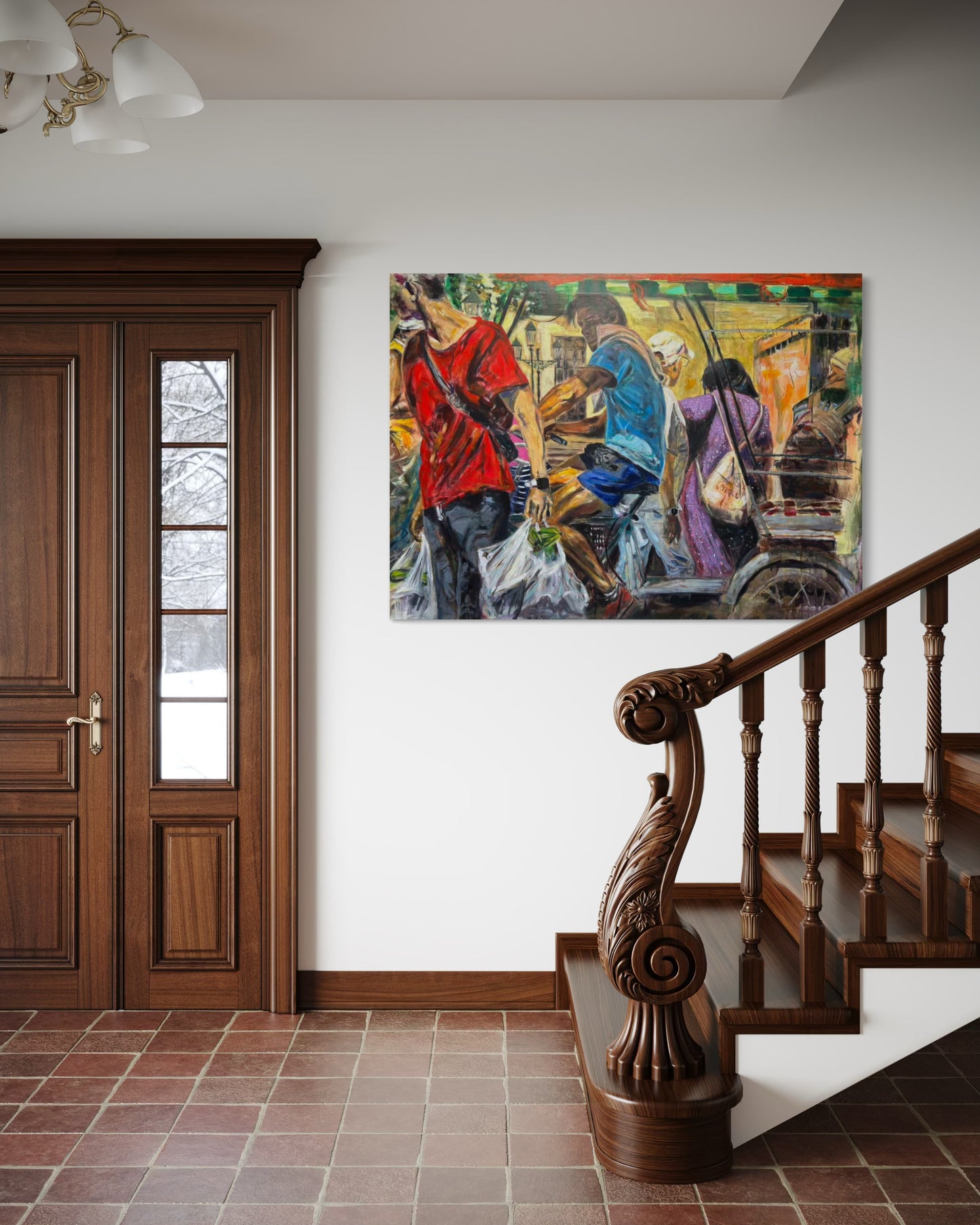 Havana Vieja Travel Original Painting next to staircase