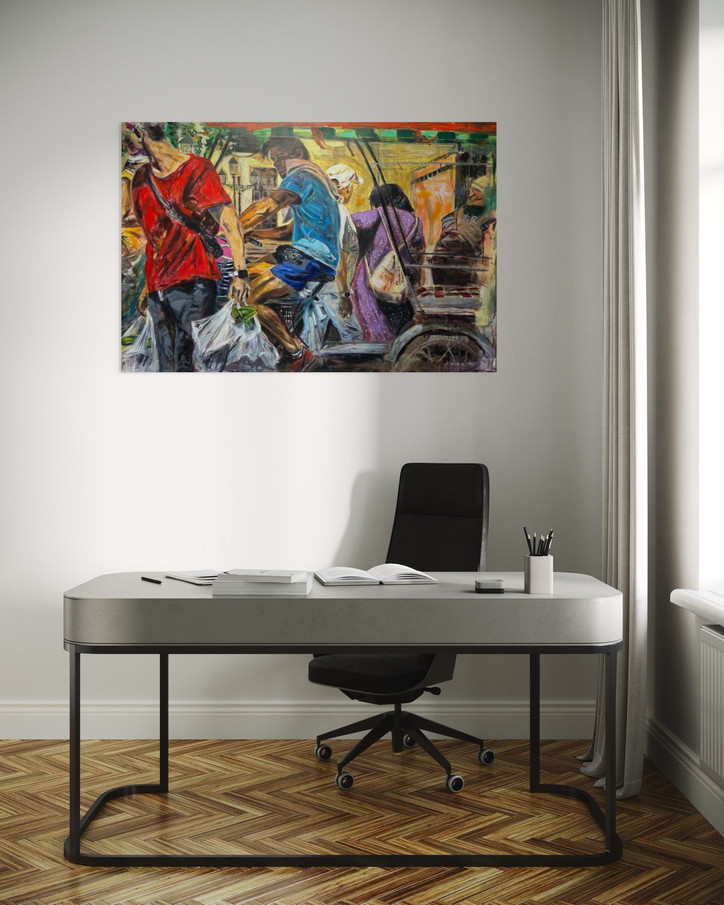 Havana Vieja Travel Original Painting in modern home office