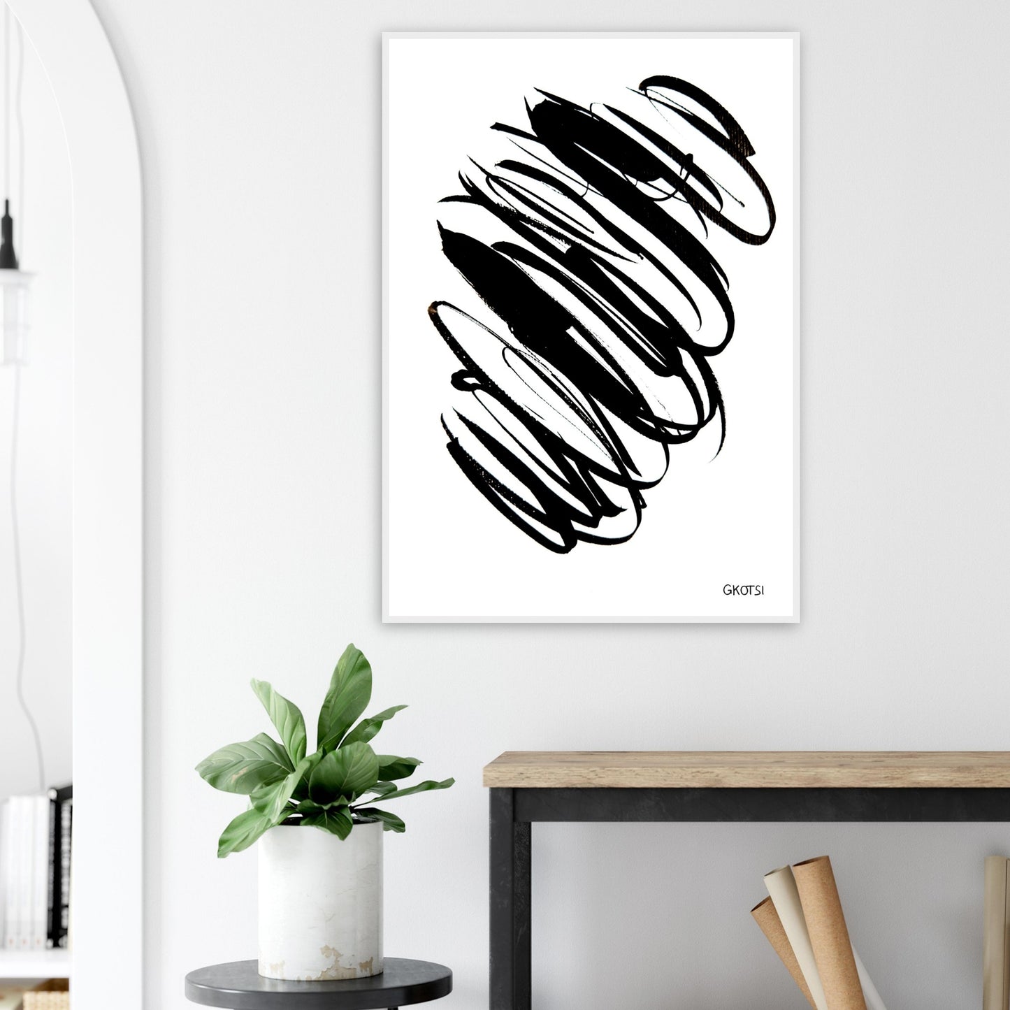 IN THE CURRENT poster print in hallway above console table