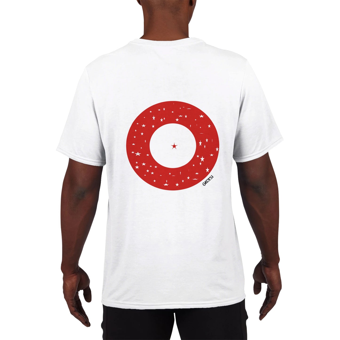 IN YOUR CENTER empowering design T-shirt back view man