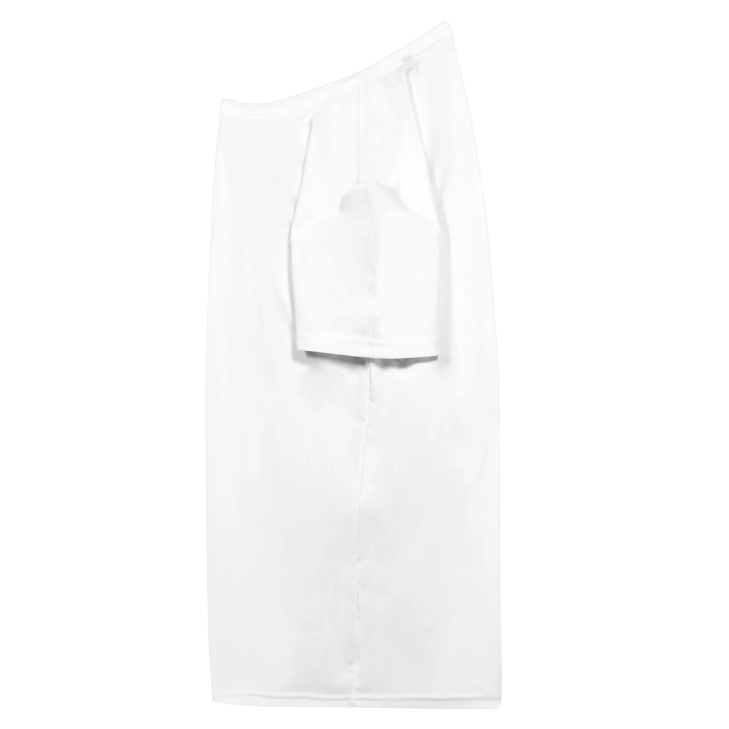 IN YOUR CENTER empowering design T-shirt front side view man sleeve detail white crewneck