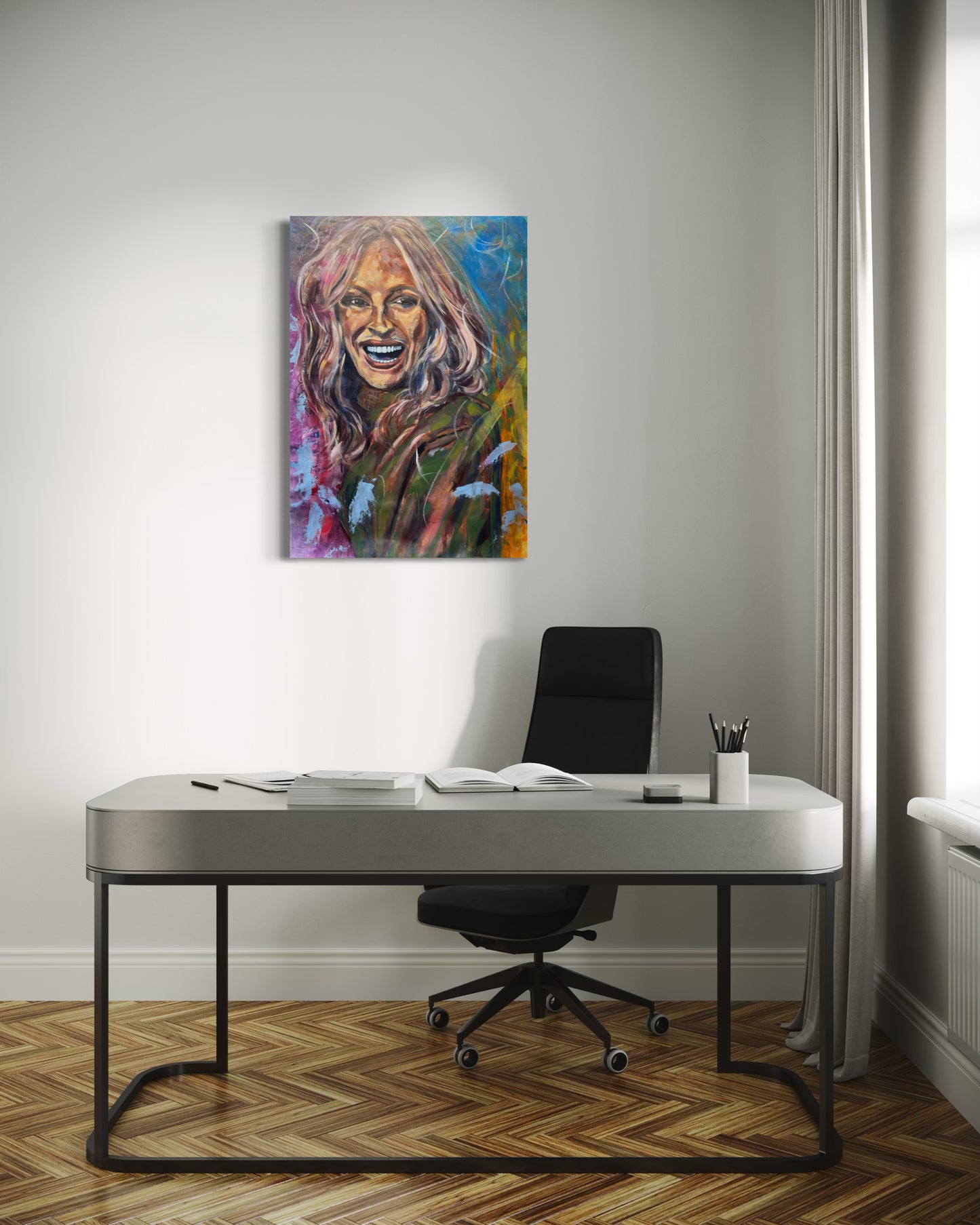 Julia Roberts Painting in a home office