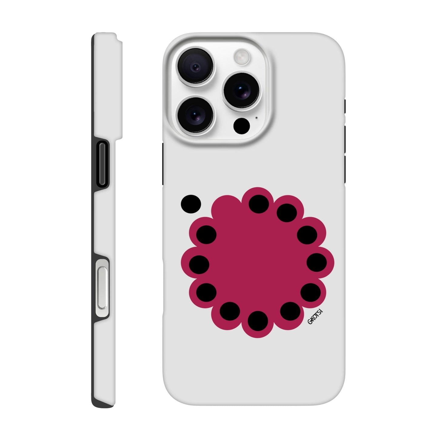 KNOWING Tough case back and side view with empowering design
