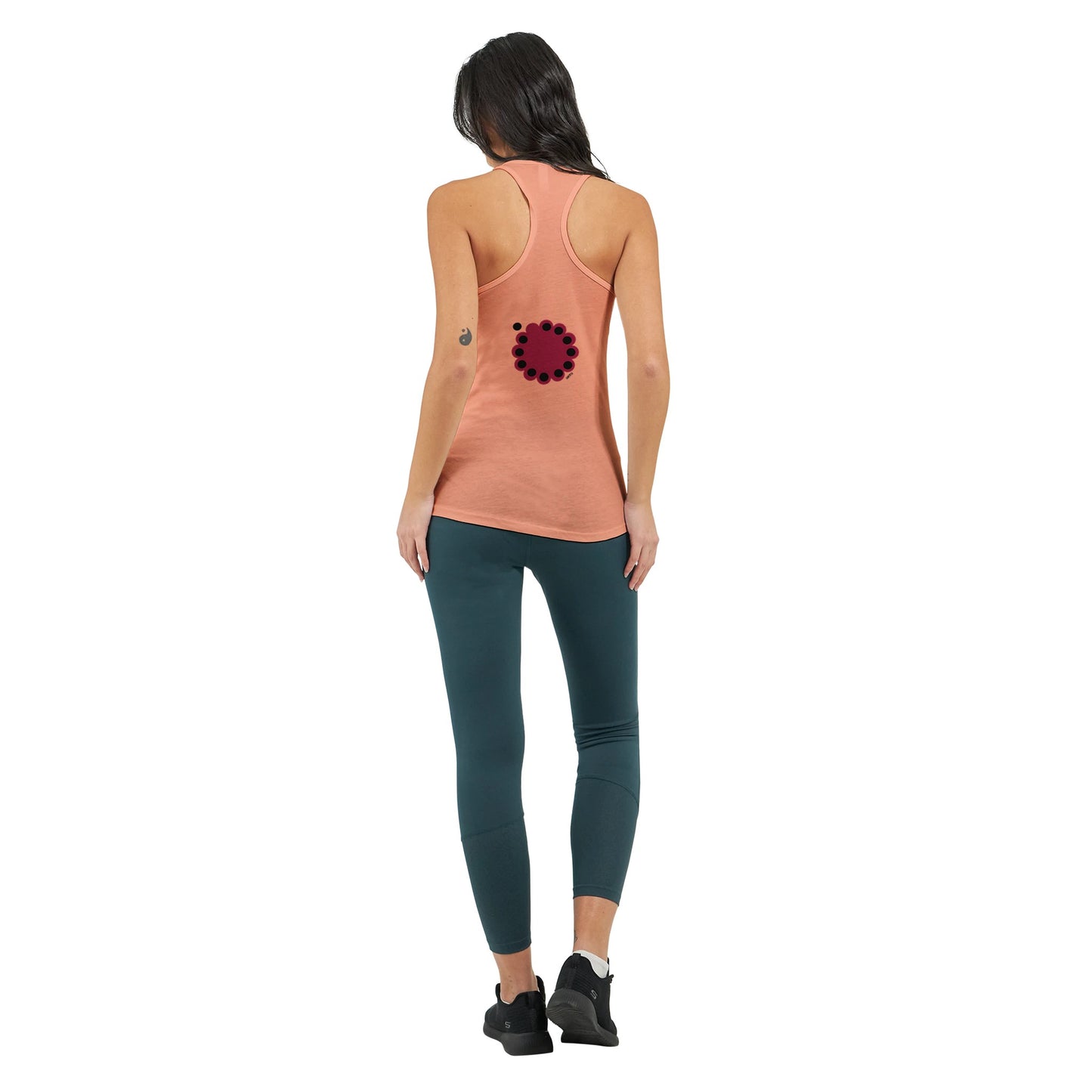 KNOWING empowering design Tank Top woman back full shot wearing light orange