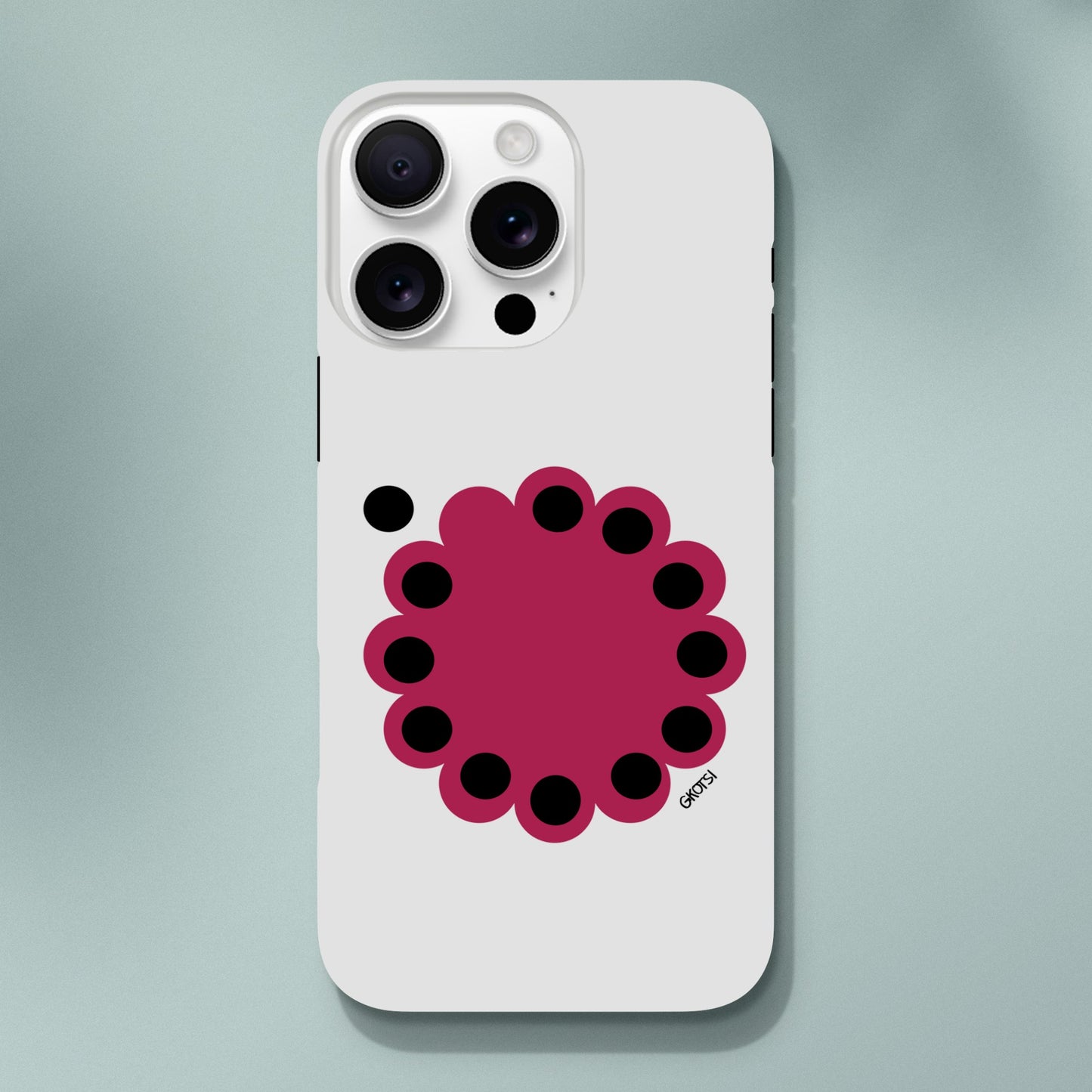 KNOWING empowering design Tough case back view on green grey background