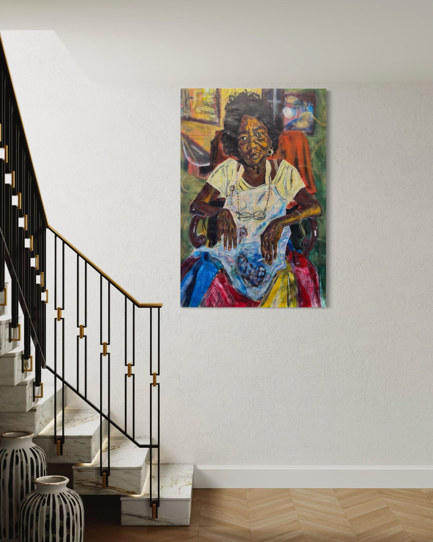 La Profesora Travel Original Painting at staircase entrance