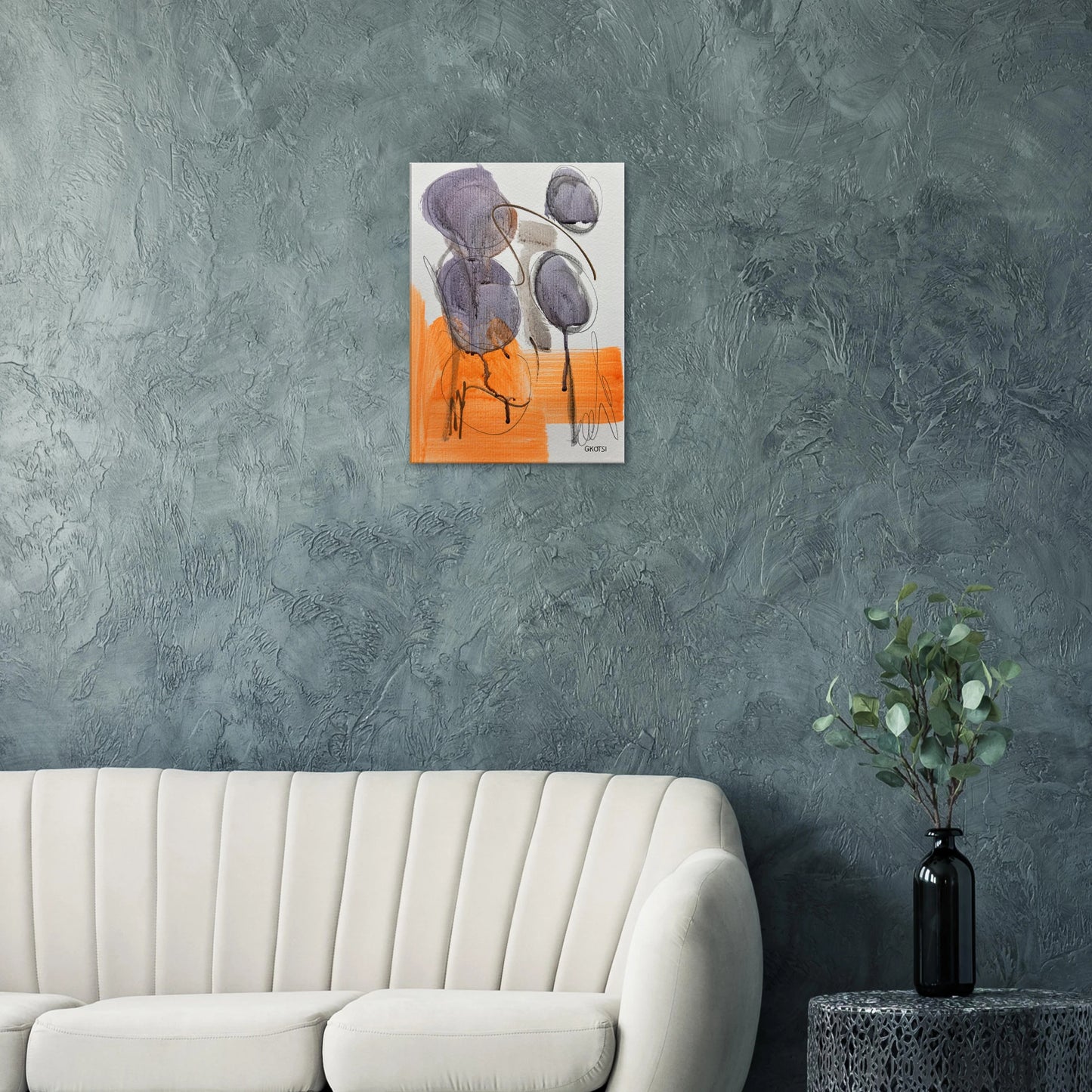LIBERTY Canvas above modern sofa in contemporary living room