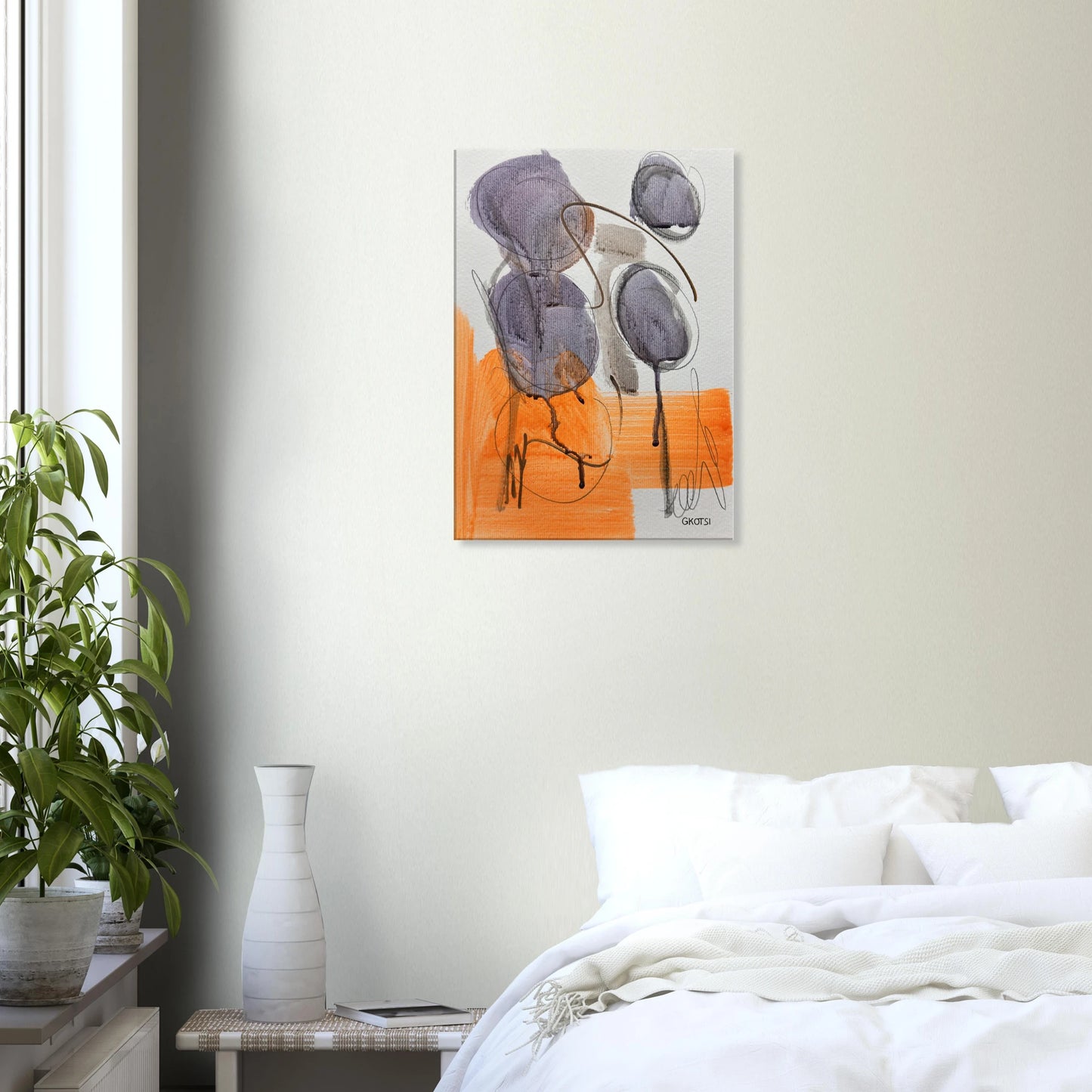 LIBERTY Canvas print in modern bedroom with furniture - complete freedom-inspired room design