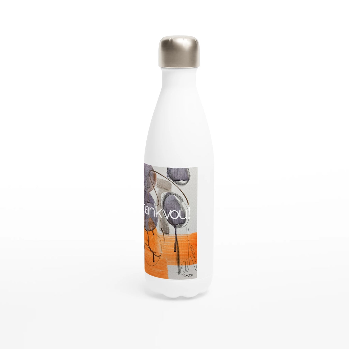 LIBERTY White Water Bottle diagonal view with Mindful Quotes & Soul Notes