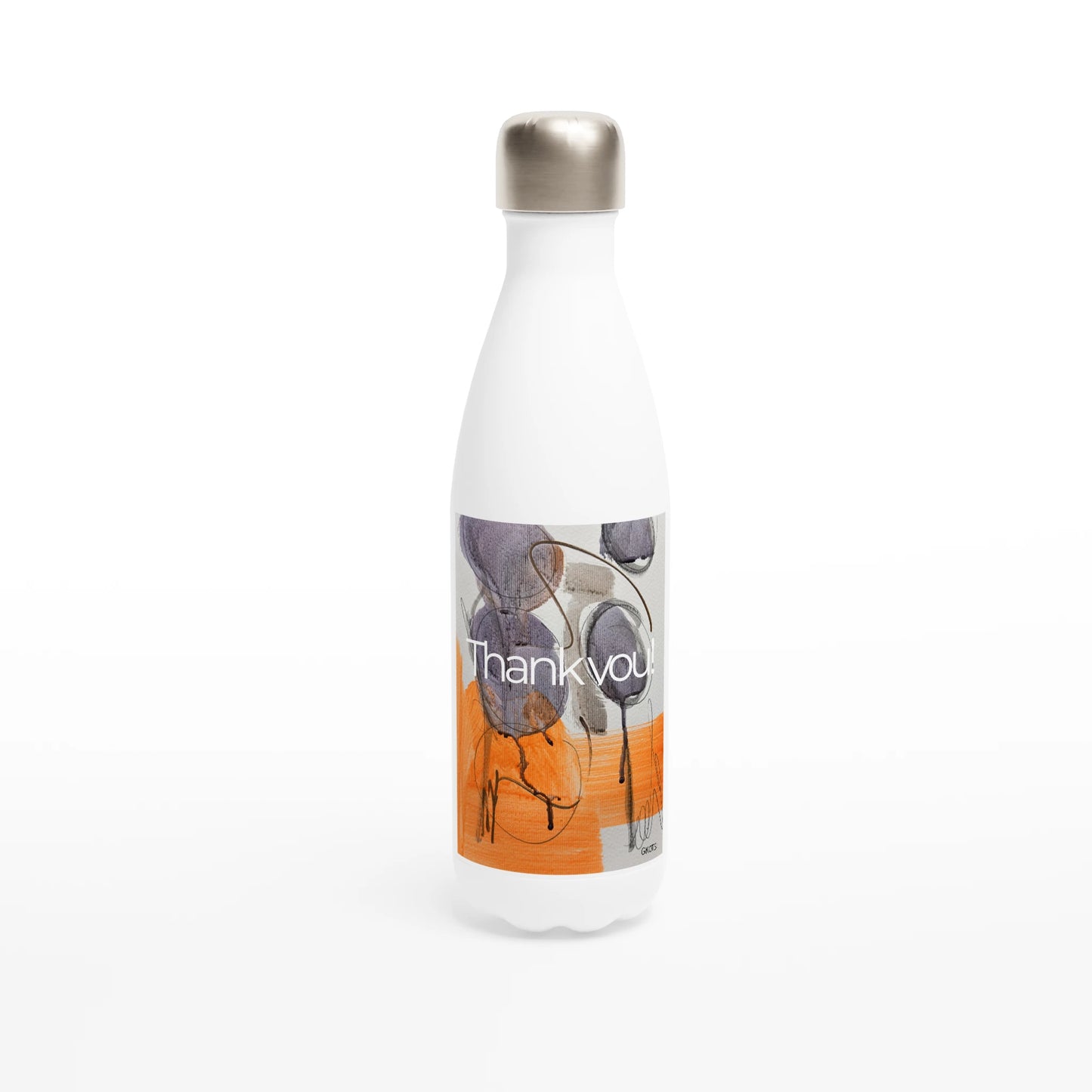 LIBERTY White Water Bottle front view with Mindful Quotes & Soul Notes