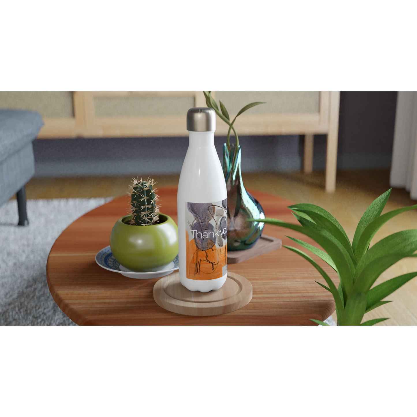 LIBERTY White Water Bottles on small table with Mindful Quotes & Soul Notes