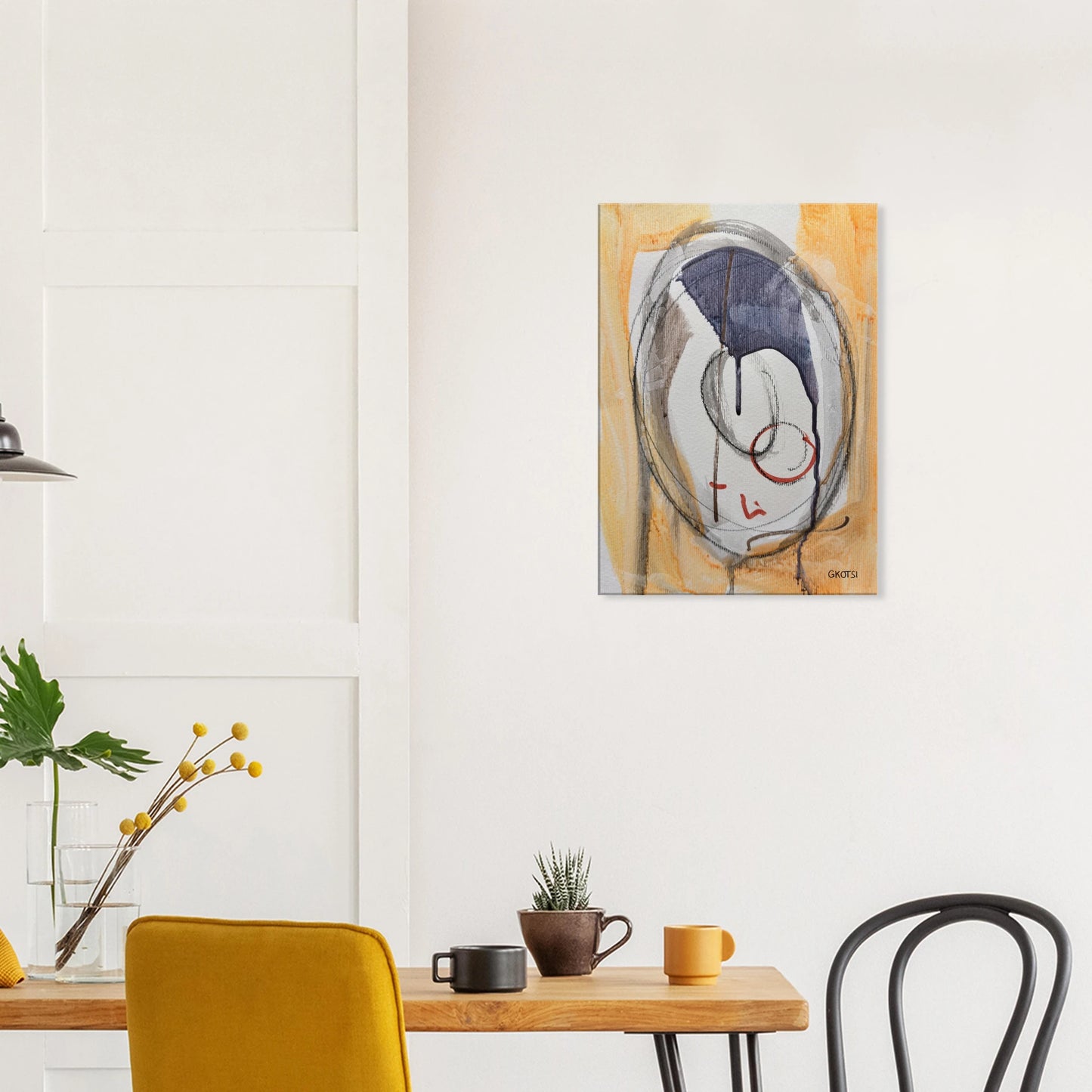 LIGHTLY Canvas print creating serene atmosphere - gentle minimalist home office ambience