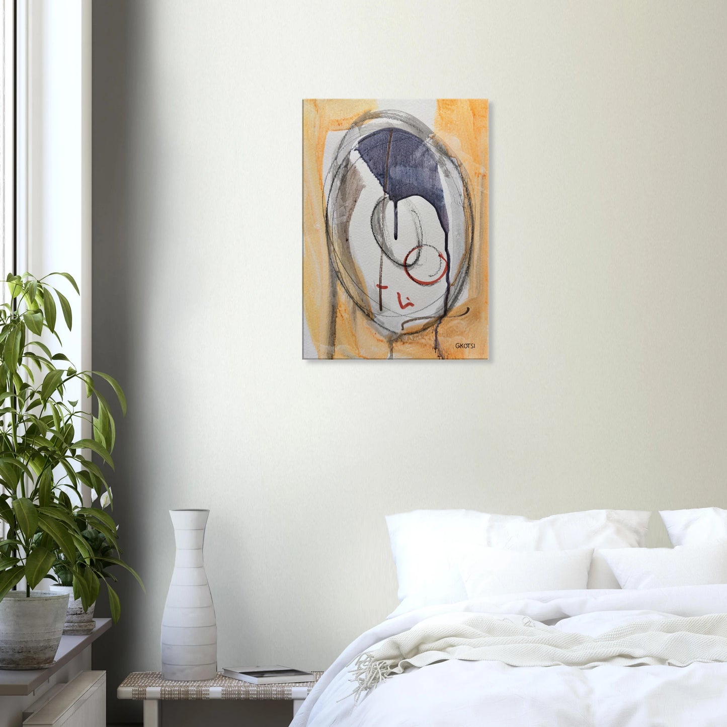 LIGHTLY Canvas print in modern bedroom with furniture - complete serene room design