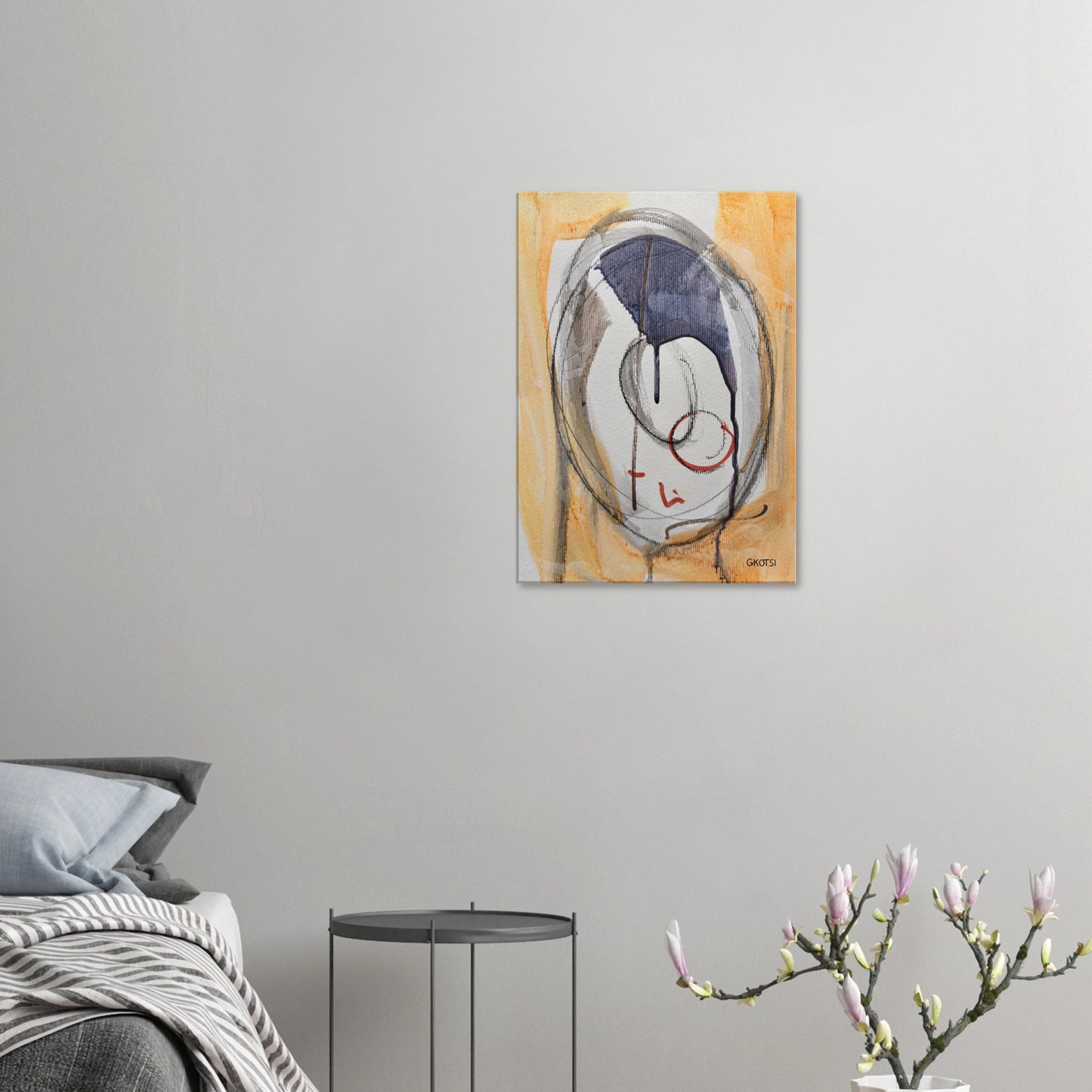 LIGHTLY Canvas print in simple styled bedroom - soft modern wall decoration