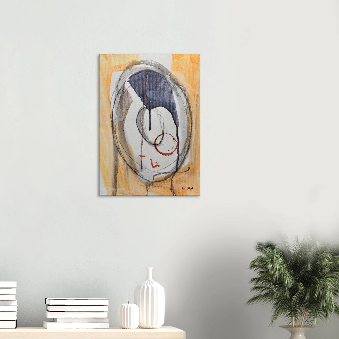 LIGHTLY Canvas print next to stylish table and plant - gentle interior design element