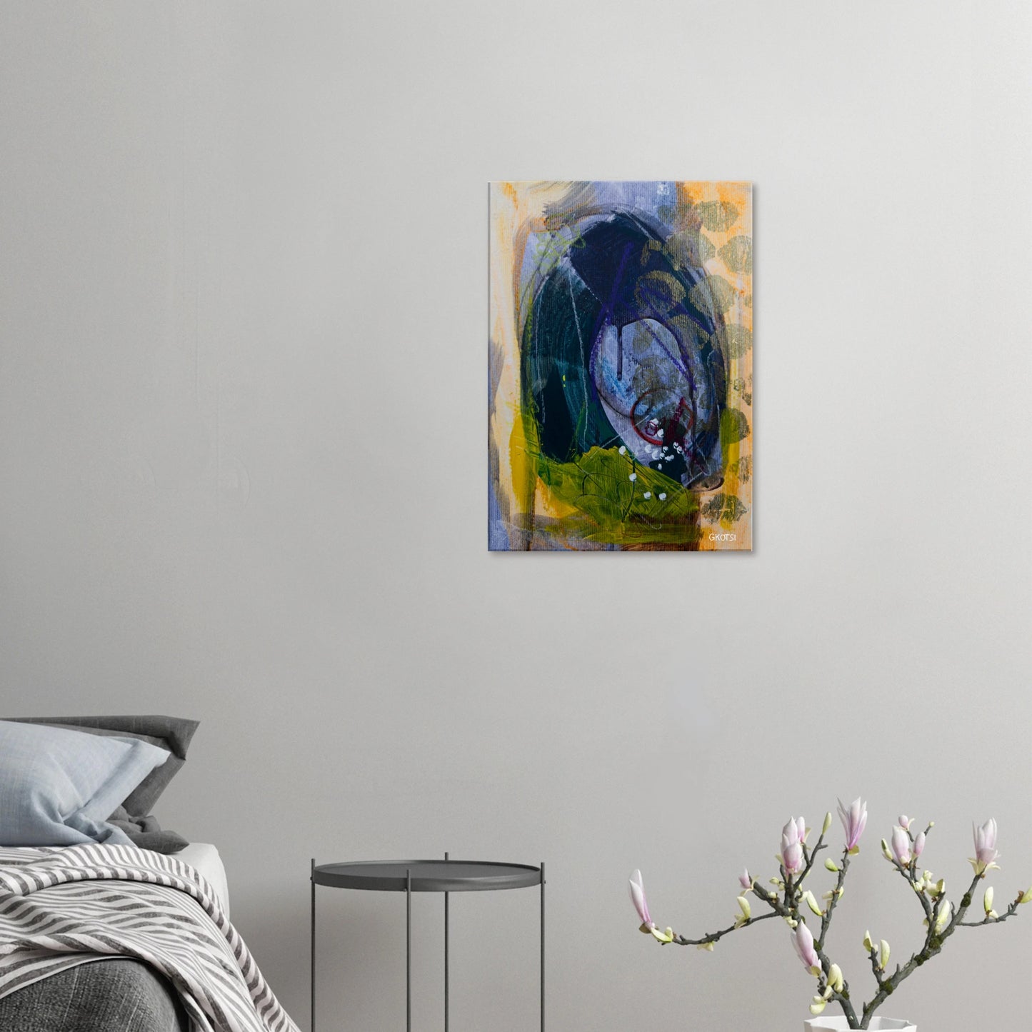 LIGHTLY canvas print above in modern bedroom