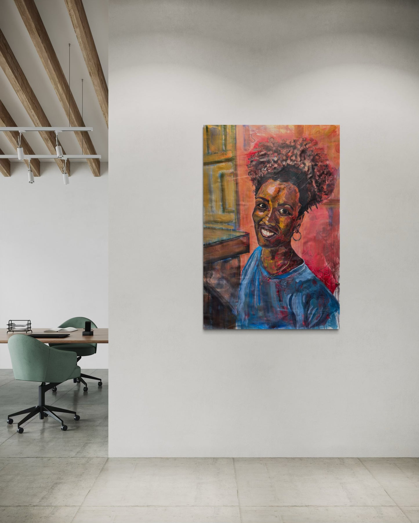 La mujer Cubana Travel Original Painting in loft office space