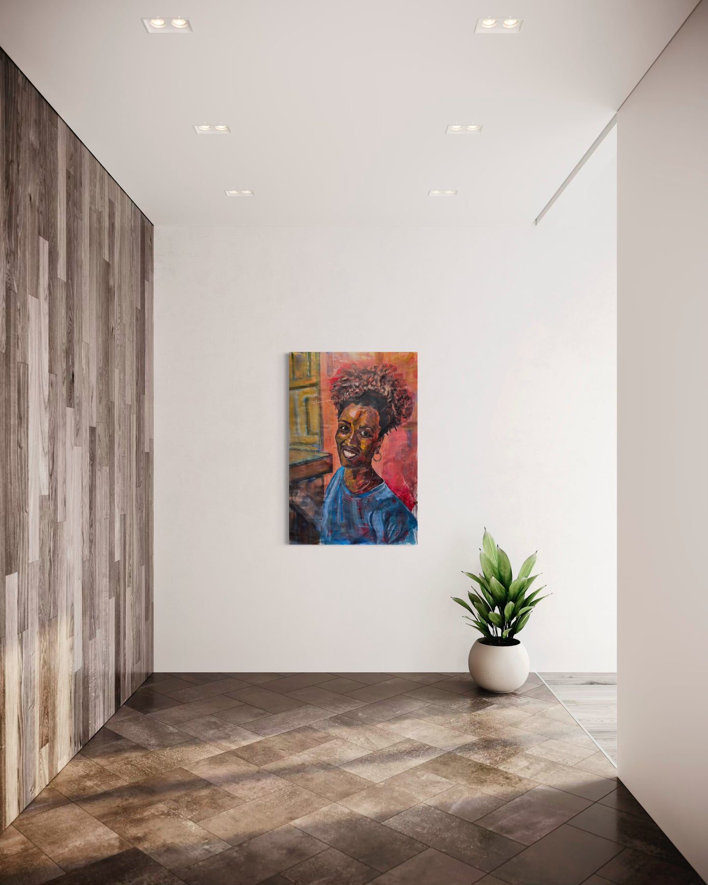 La mujer Cubana Travel Original Painting in luxury hallway