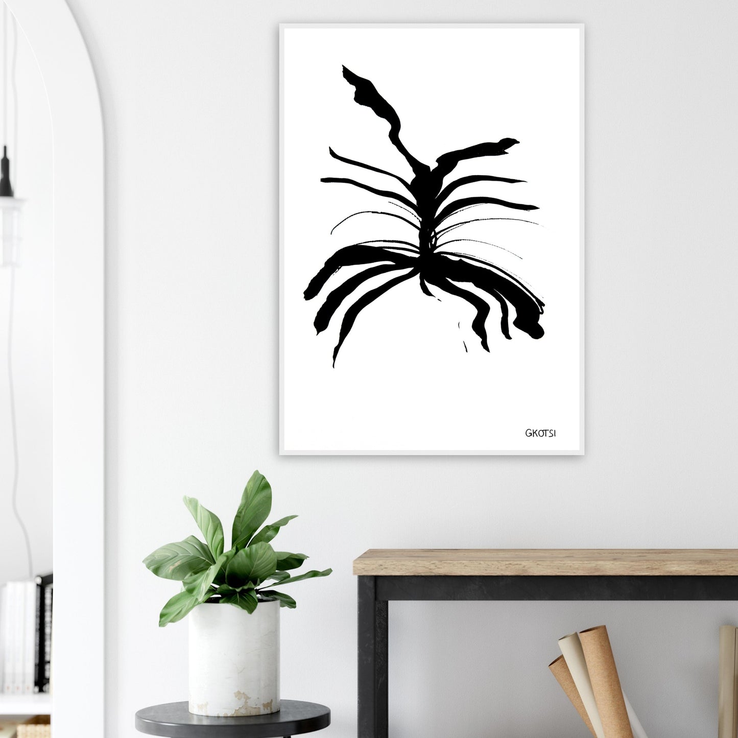 MELTING poster print in hallway above console table
