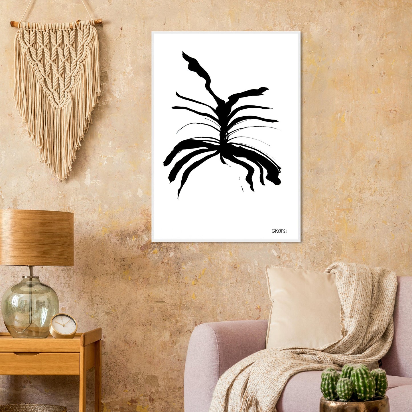 MELTING poster print in light brown living room interior