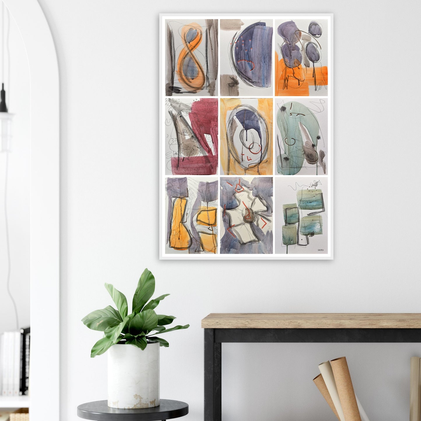 MINIMAL MOMENTS Wall Art Set Poster Print 9X in hallway above console table