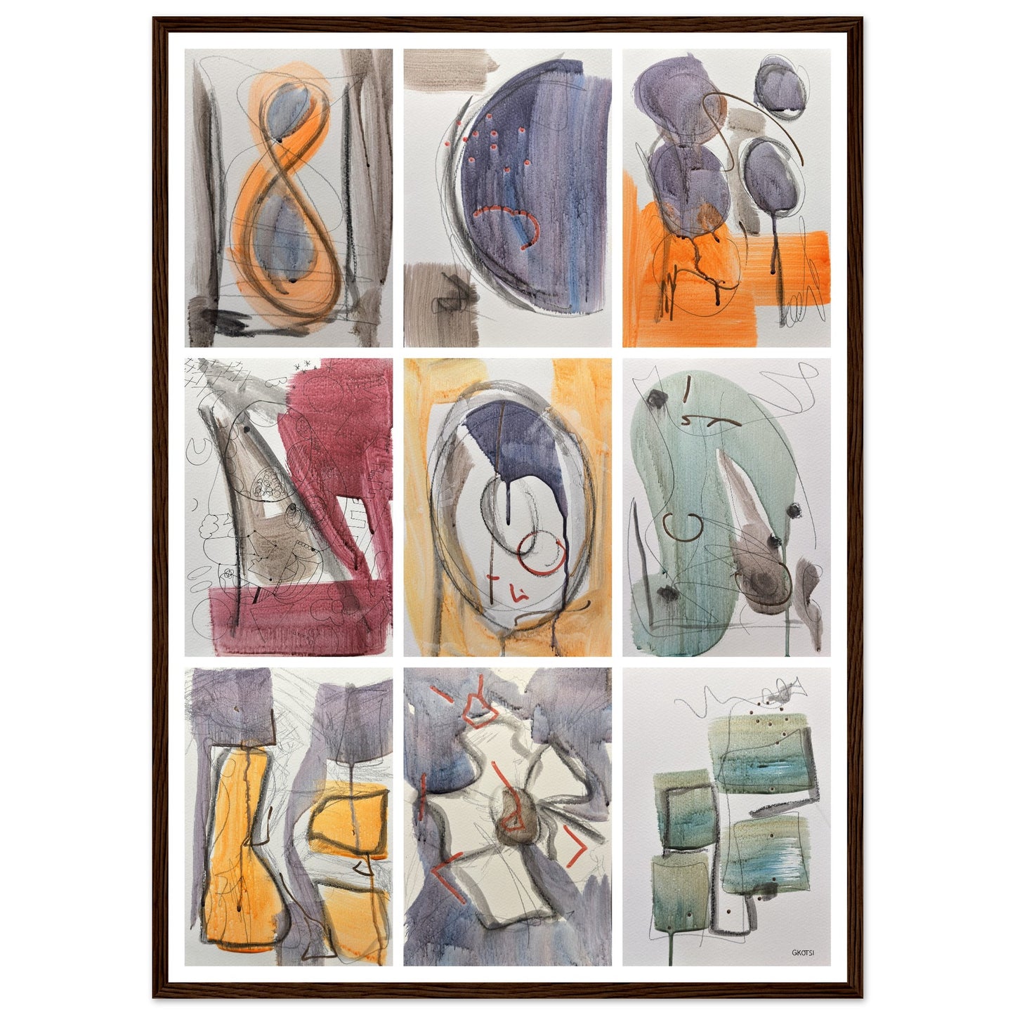 MINIMAL MOMENTS Wall Art Set Poster Print 9X on white wall highlighting clean abstract forms