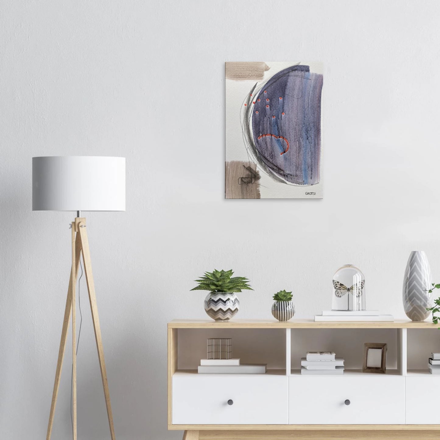 MOONY Canvas print above white dresser with decor