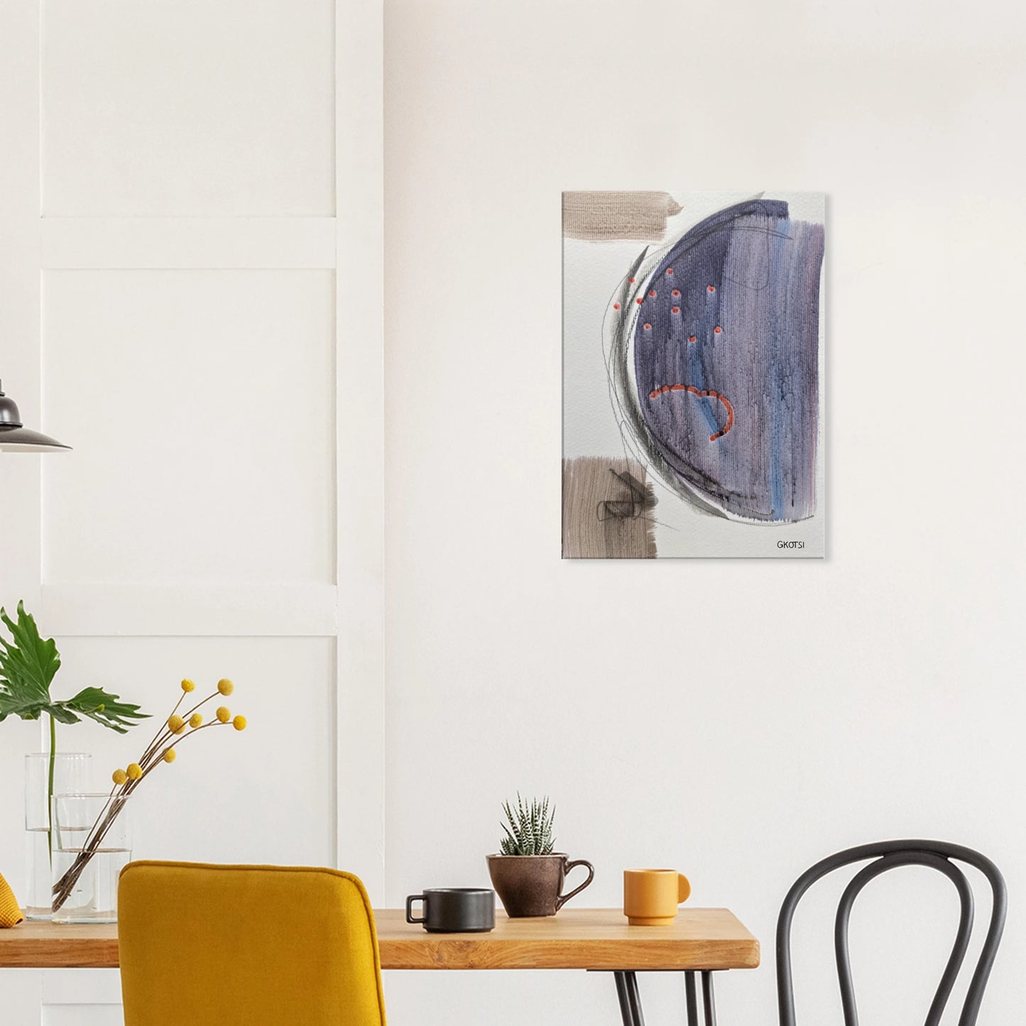 MOONY Canvas print creating mystical atmosphere - lunar minimalist breakfast room ambience