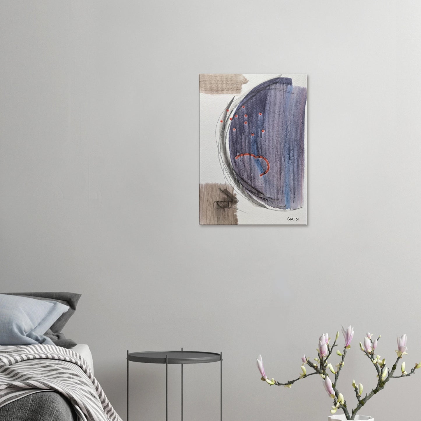MOONY Canvas print in modern bedroom with furniture