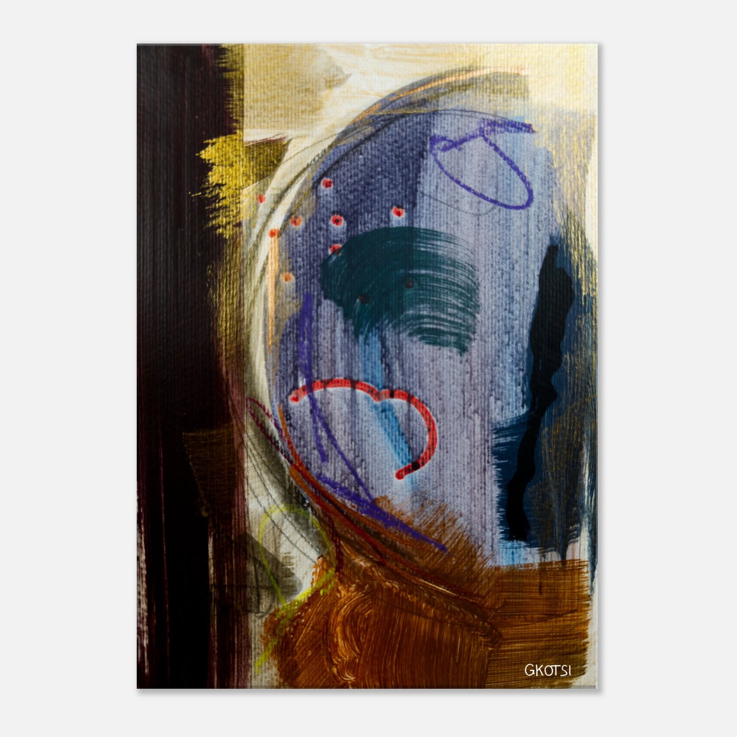 MOONY canvas print displayed on wall showing dreamy colors and celestial design