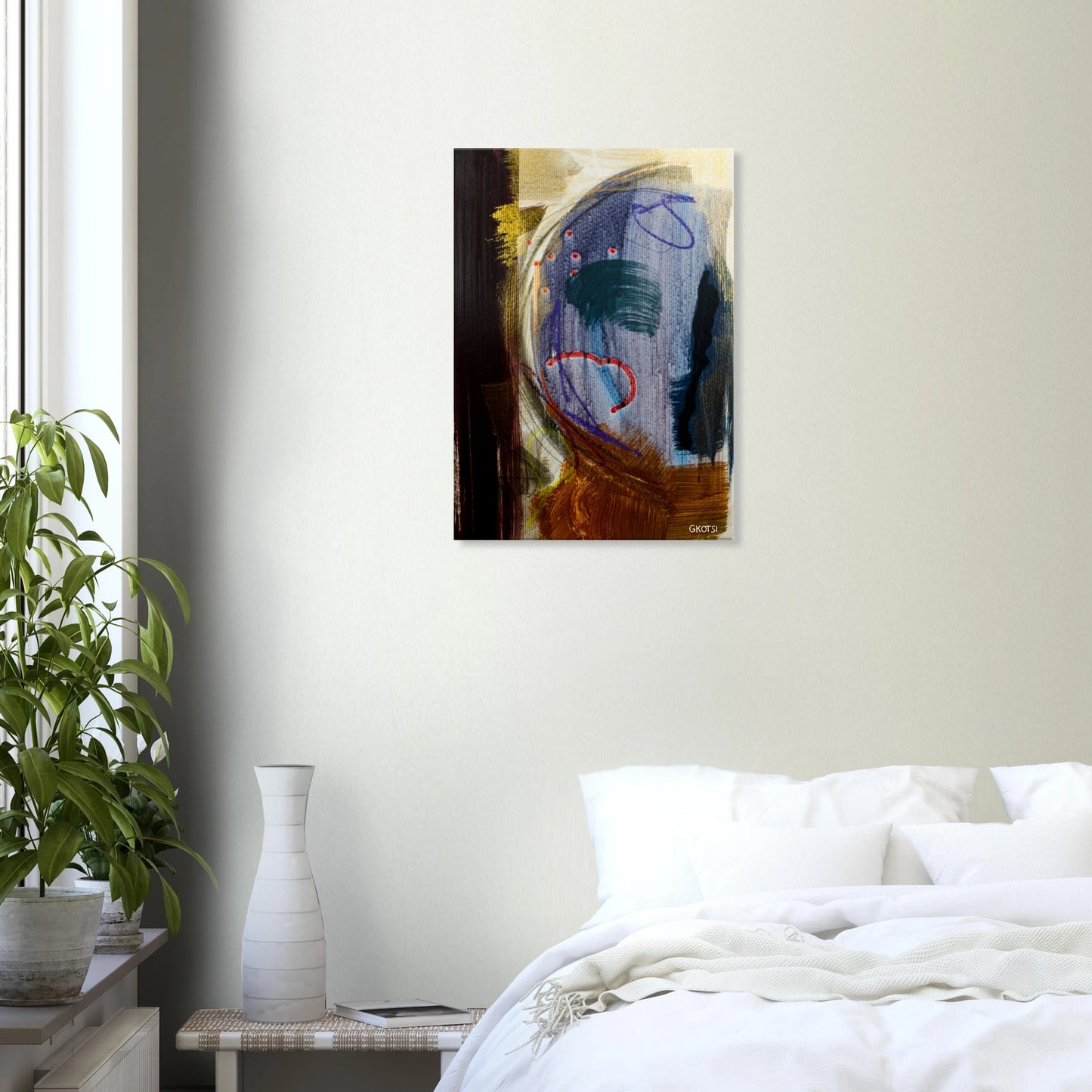 MOONY canvas print in bedroom creating dreamy atmosphere