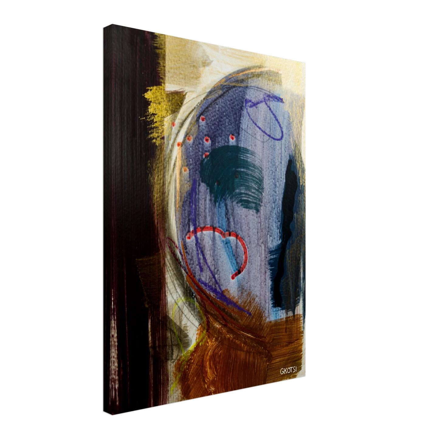 MOONY canvas print in diagonal side position showing ethereal artwork